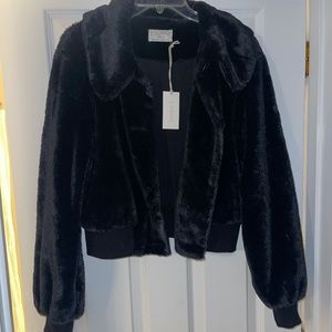 Z Supply Faux Fur Zip Sweatshirt
